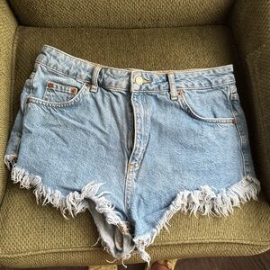 Denim Frayed Hem Women's Shorts TOPSHOP MIRI SHORTS SIZE 8